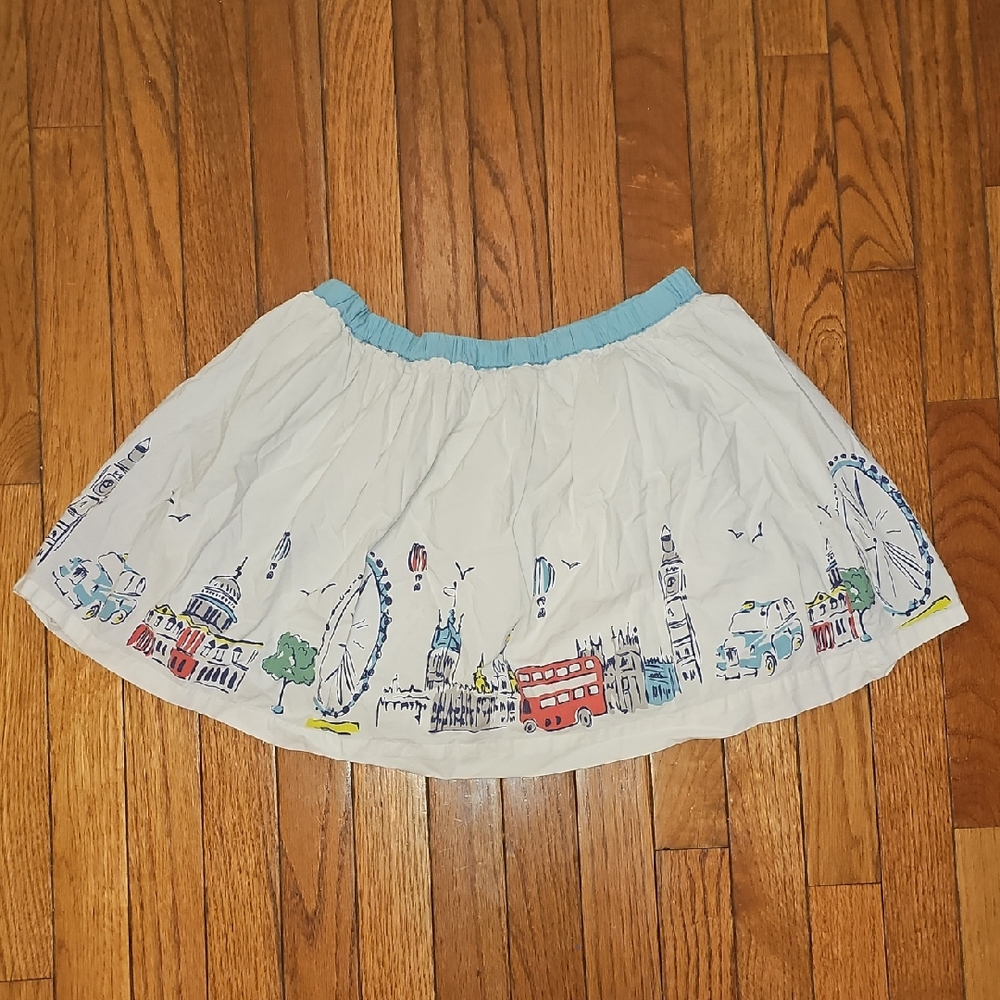 London Cityscape Skirt By Mini Boden Size 9/10 Ferris Wheel Red Buses